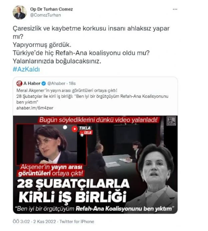 AKP'Lİ TURHAN ÇÖMEZ A HABER'İN AHLAKSIZLIĞINI FENA YAKALADI