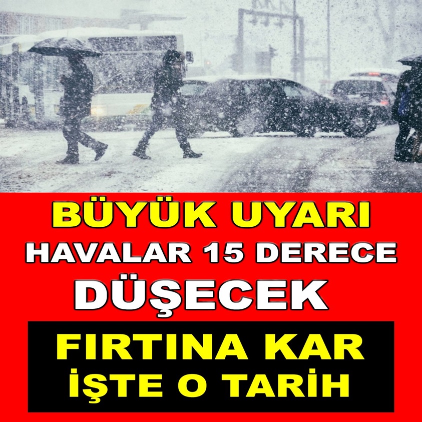 BÜYÜK UYARI HAVALAR 15 DERECE DÜŞECEK FIRTINA KAR İŞTE O TARİH