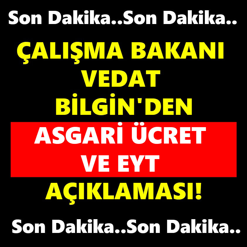 ÇALIŞMA BAKANI VEDAT BİLGİN'DEN ASGARİ ÜCRET VE EYT AÇIKLAMASI!