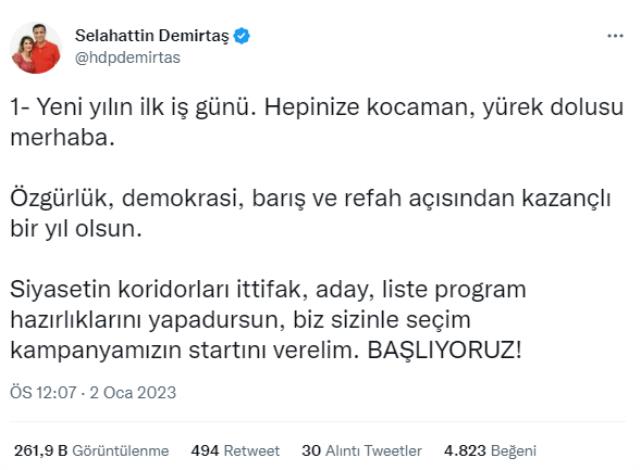 CEZAEVİNDE OLAN SELAHATTİN DEMİRTAŞ'TAN SES GETİRECEK PAYLAŞIM!