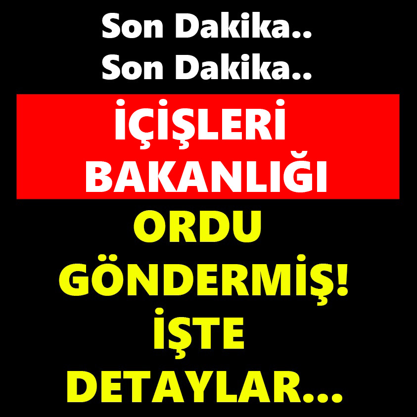 İÇİŞLERİ BAKANLIĞI ORDU GÖNDERMİŞ İŞTE DETAYLAR!