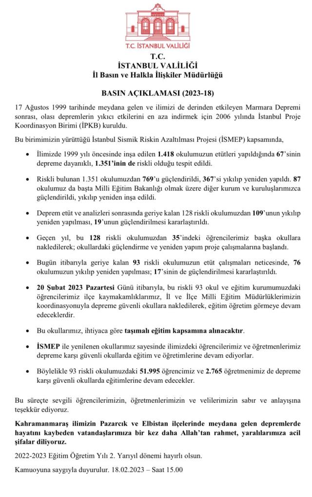 İSTANBUL'DA DEPREM SEFERBERLİĞİ PAZARTESİ GÜNÜ TÜM İLDE BAŞLIYOR