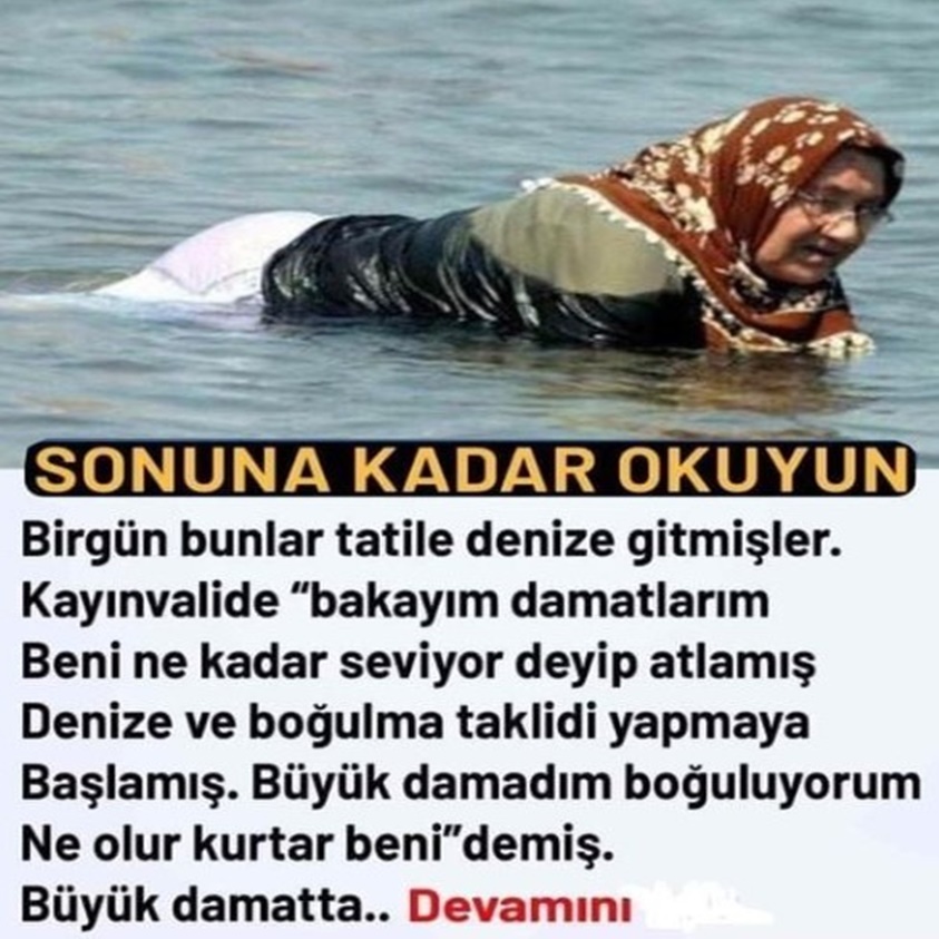 KAYINVALİDE İLE DAMATLARI BİR GÜN DENİZE GİTMİŞLER 