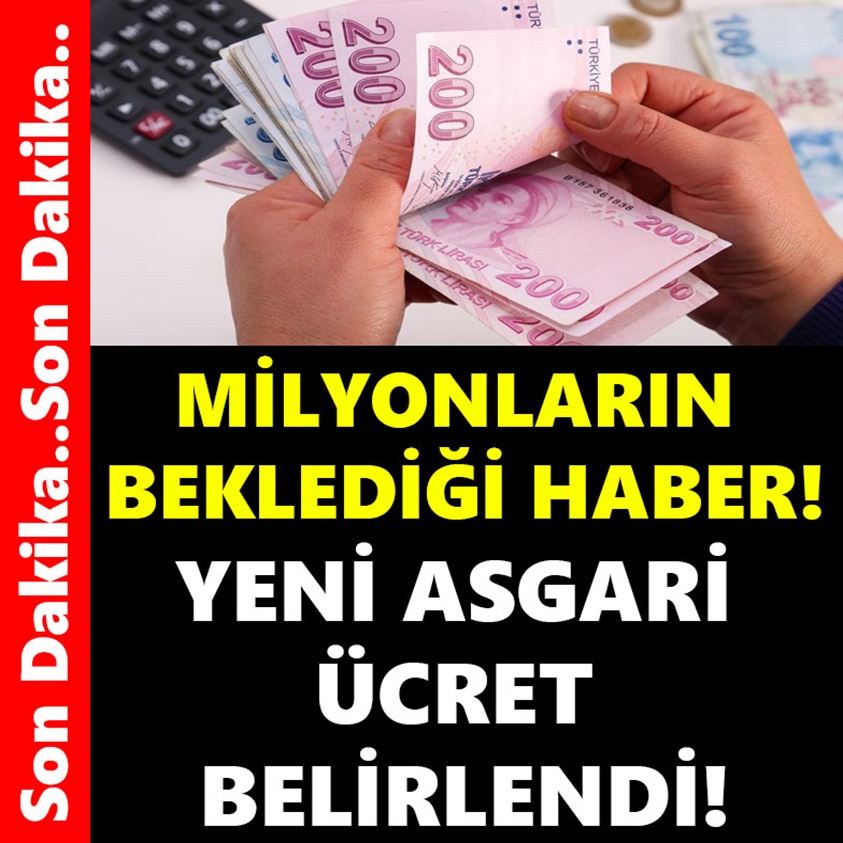 MİLYONLARIN BEKLEDİĞİ HABER YENİ ASGARİ ÜCRET BELİRLENDİ!