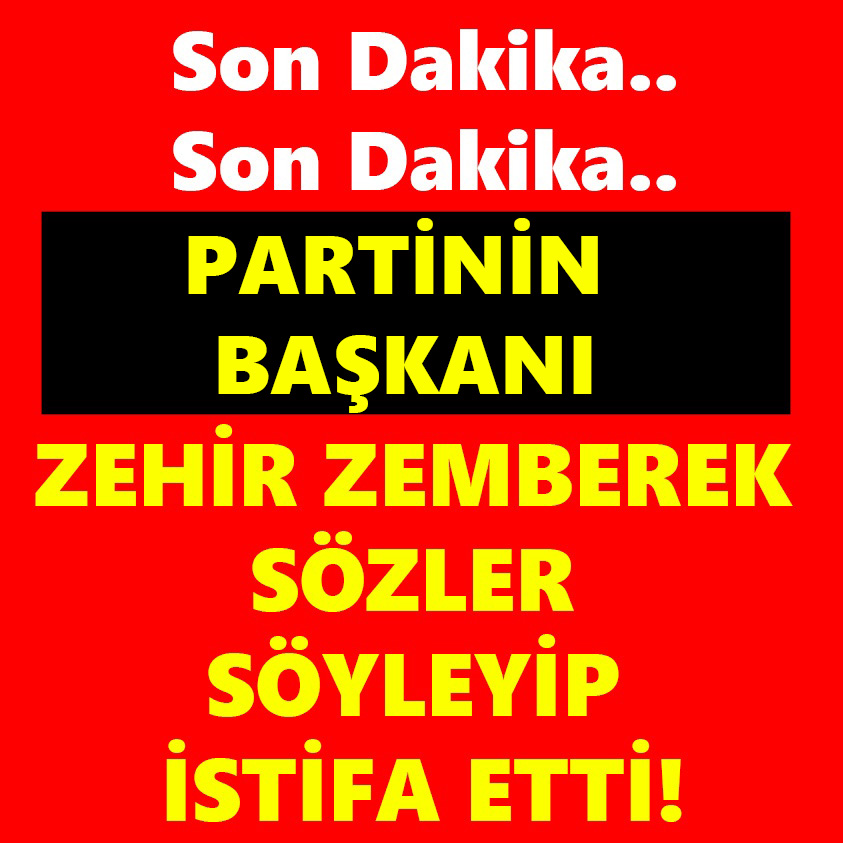 PARTİNİN BAŞKANI ZEHİR ZEMBEREK SÖZLER SÖYLEYİP İSTİFA ETTİ