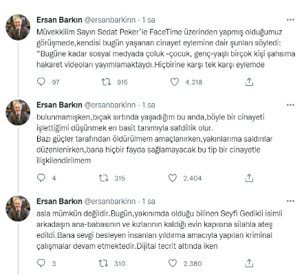 SEDAT PEKER'DEN FLAŞ AÇIKLAMA CİNAYET