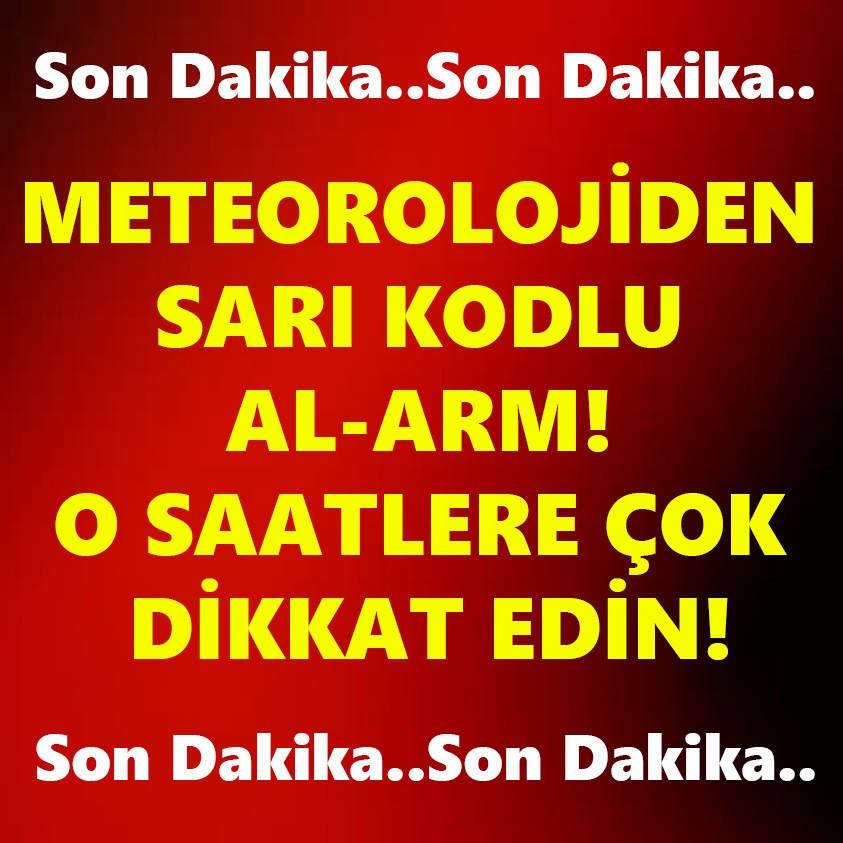 SON DAKİKA..METEOROLOJİDEN SARI KODLU AL-ARM!