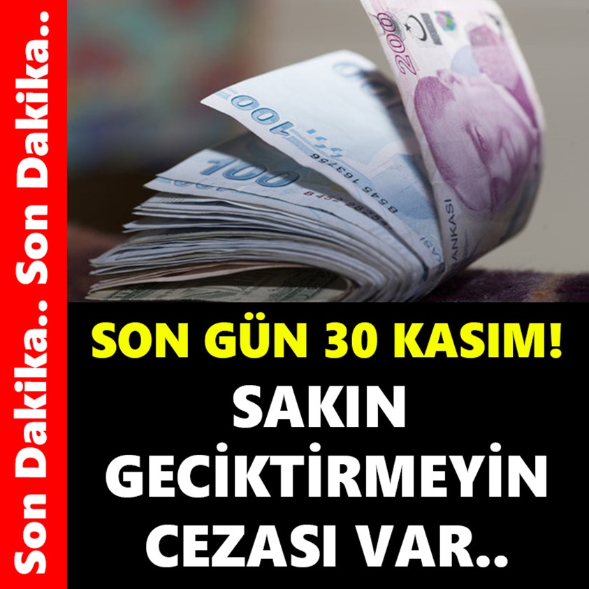 SON GÜN 30 KASIM SAKIN GECİKTİRMEYİN CEZASI VAR