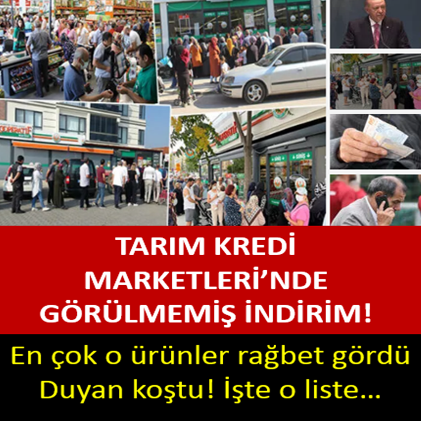 TARIM KREDİ MARKETLERİ'NDE GÖRÜLMEMİŞ İNDİRİM