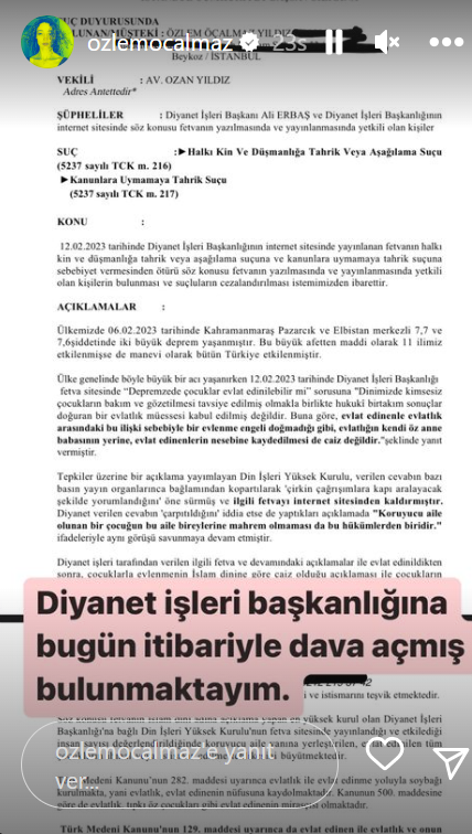 ÜNLÜ OYUNCU DİYANET HAKKINDA ŞİKAYETÇİ OLDU